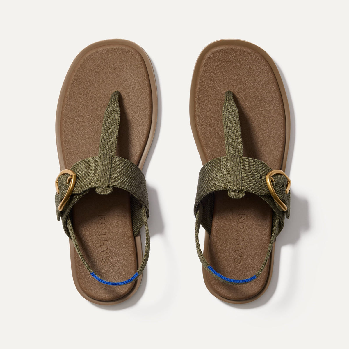 Rothys The T-Strap Sandal in Safari Green