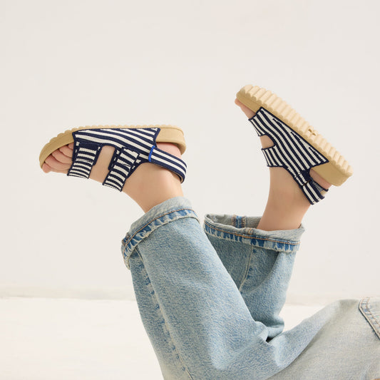 Rothys The Kids Double Strap Sandal in Sailor Stripes