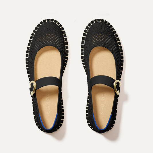 Rothys The Espadrille Mary Jane in Black