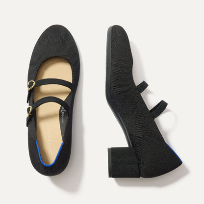 Rothys The Double Buckle Mary Jane Heel in Black