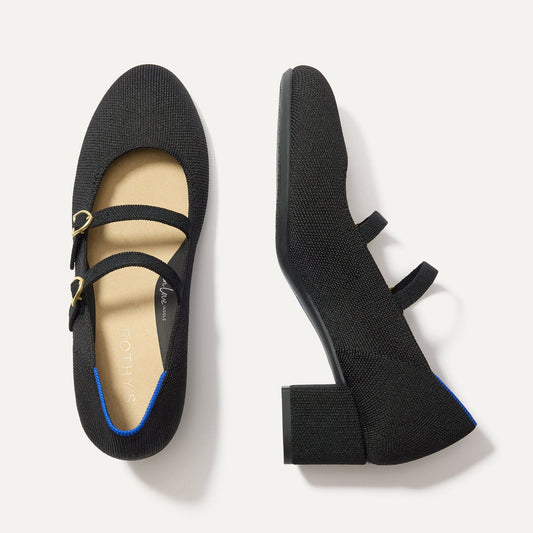 Rothys The Double Buckle Mary Jane Heel in Black