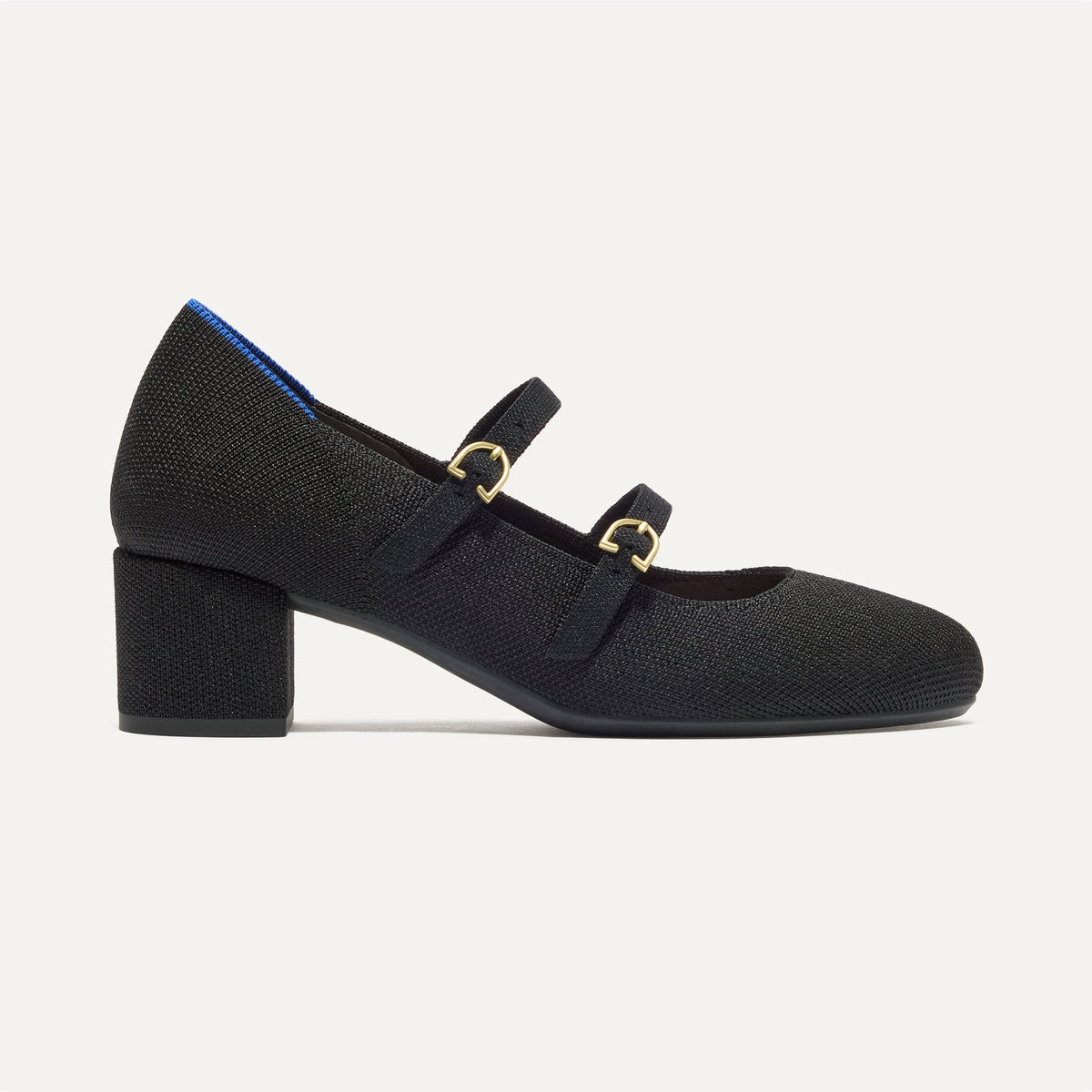 Rothys The Double Buckle Mary Jane Heel in Black