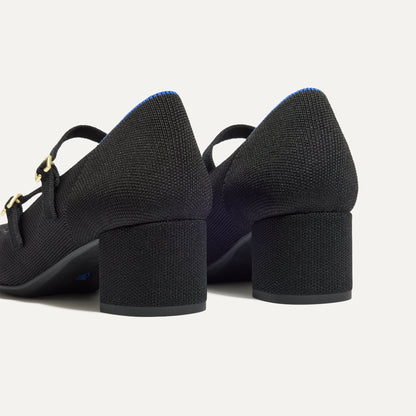 Rothys The Double Buckle Mary Jane Heel in Black
