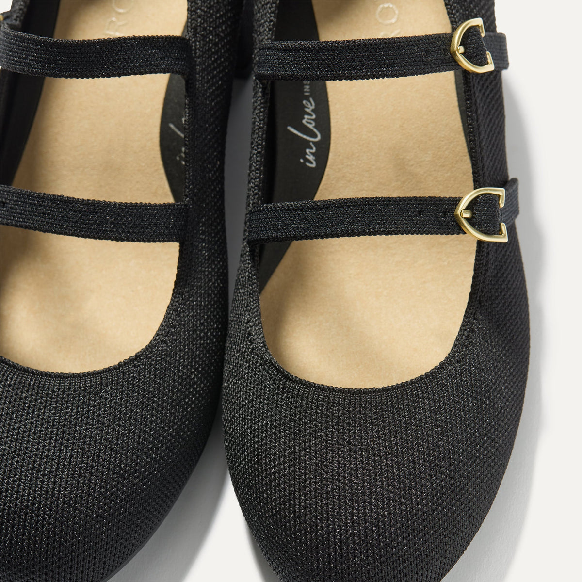 Rothys The Double Buckle Mary Jane Heel in Black