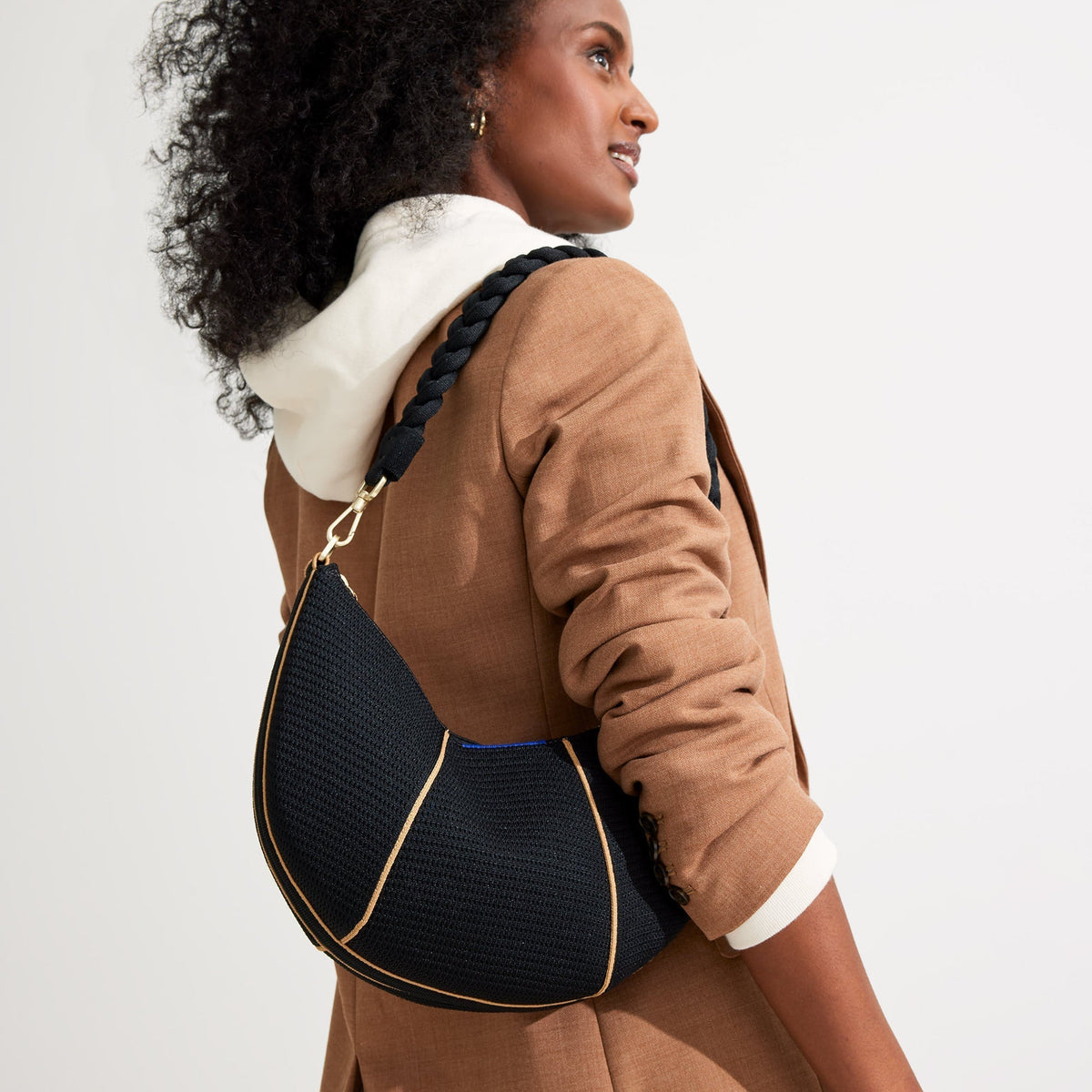 Rothys The Shoulder Strap in Black Braid
