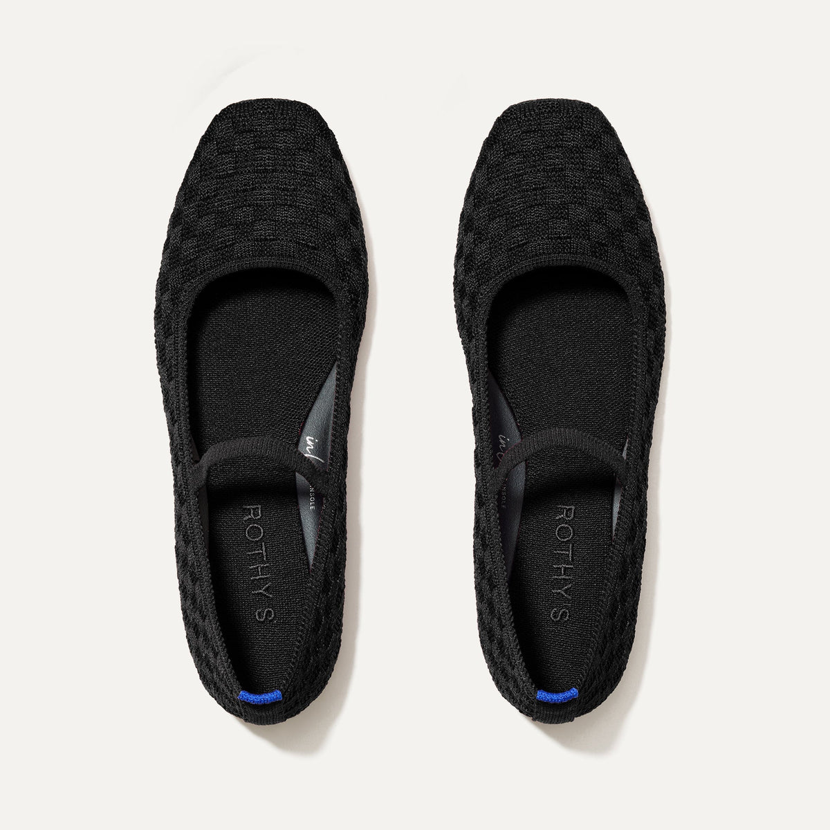 Rothys The Max Square Mary Jane in Black Sand