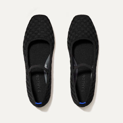Rothys The Max Square Mary Jane in Black Sand