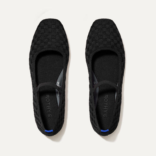 Rothys The Max Square Mary Jane in Black Sand