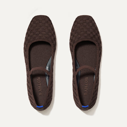 Rothys The Max Square Mary Jane in Chocolate