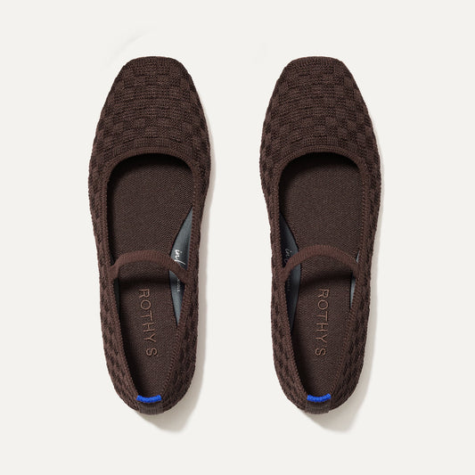 Rothys The Max Square Mary Jane in Chocolate