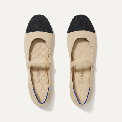 Rothys The Square Mary Jane in Cream Captoe