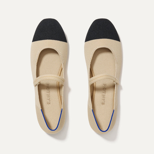 Rothys The Square Mary Jane in Cream Captoe