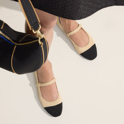 Rothys The Square Mary Jane in Cream Captoe