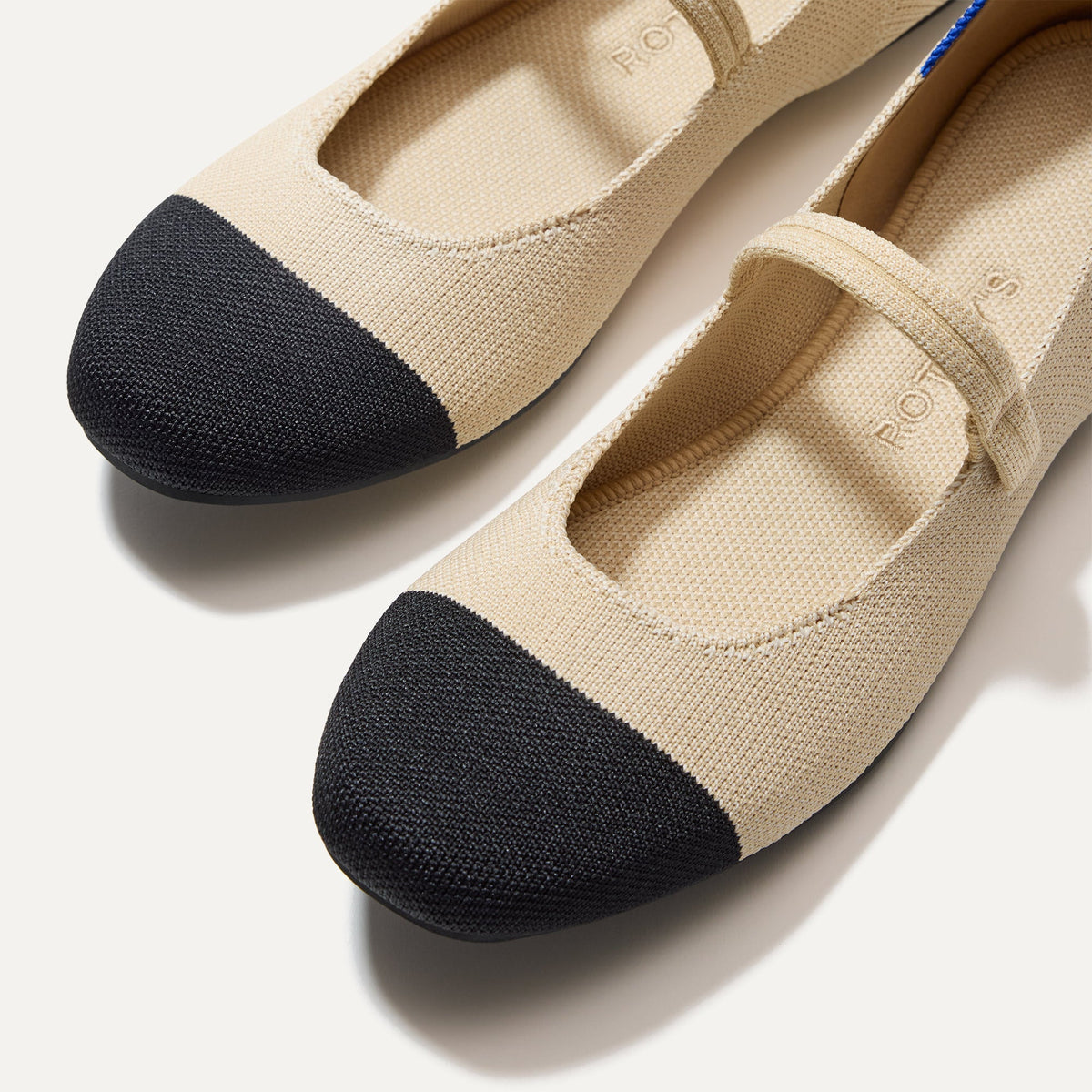 Rothys The Square Mary Jane in Cream Captoe