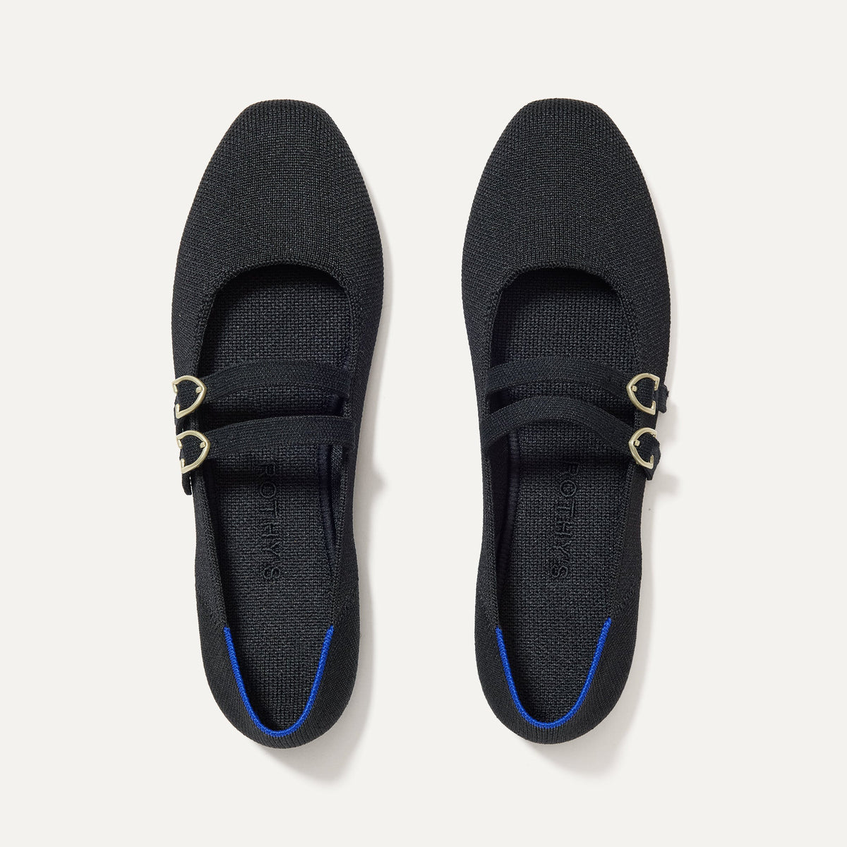 Rothys The Double Buckle Mary Jane in Black