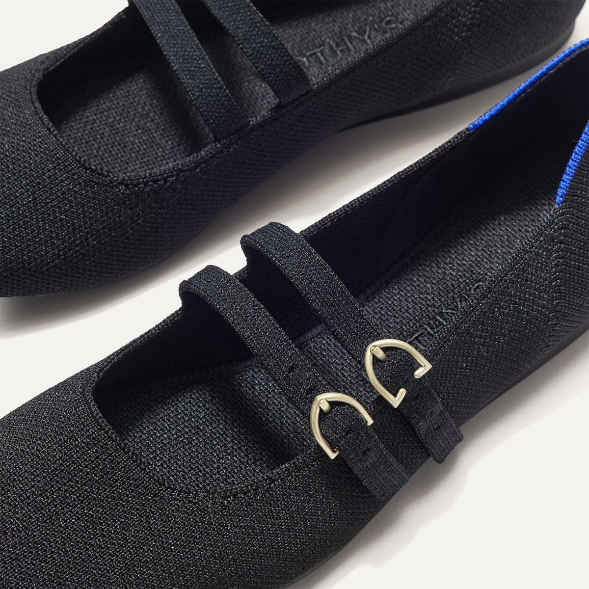 Rothys The Double Buckle Mary Jane in Black