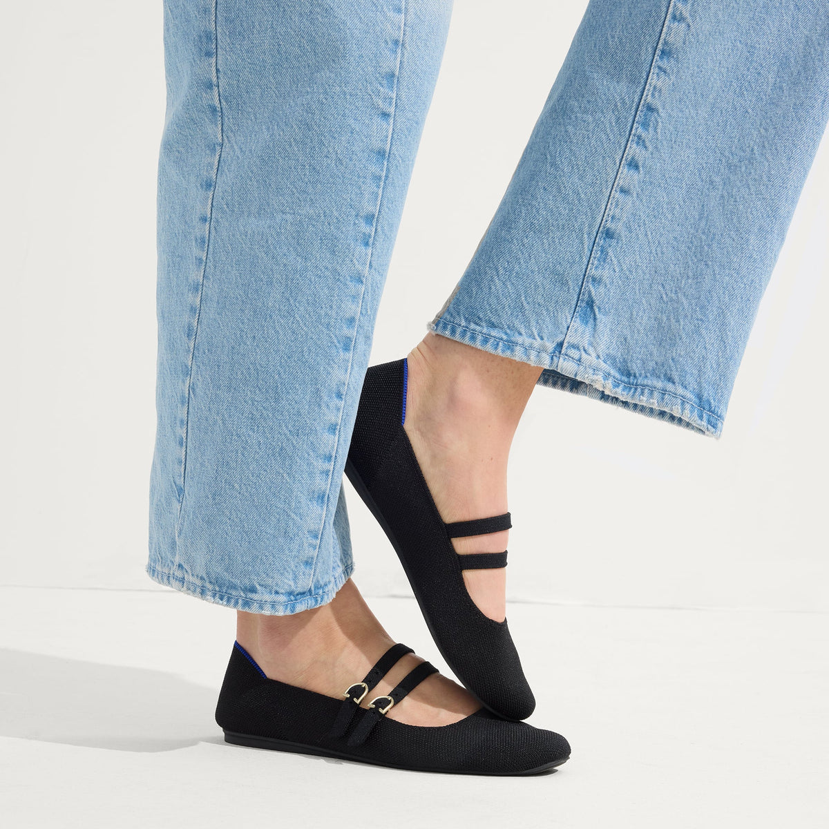Rothys The Double Buckle Mary Jane in Black