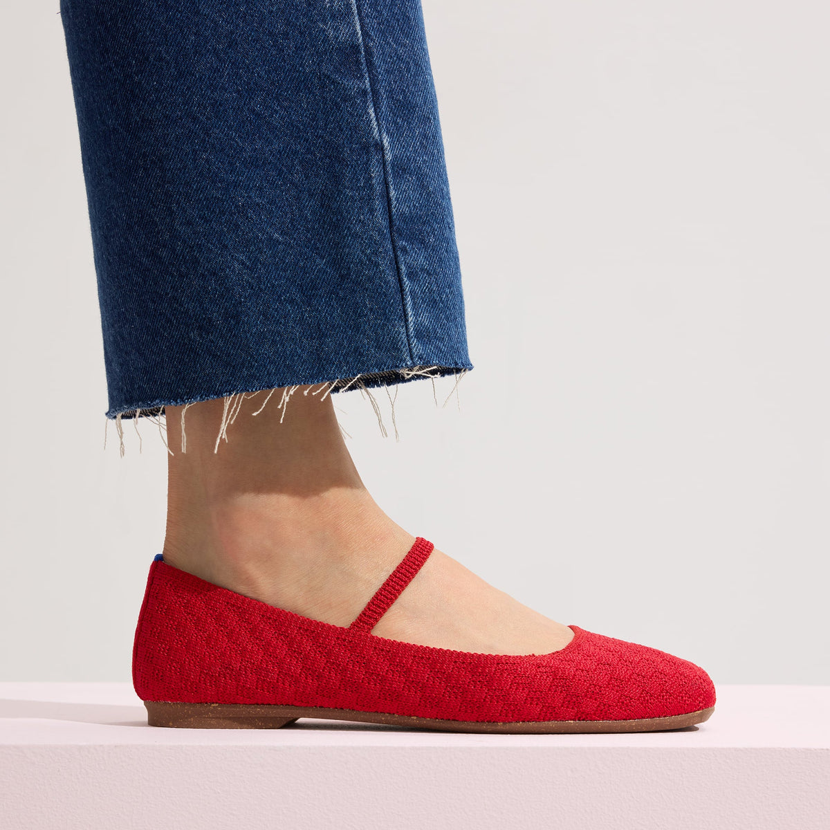 Rothys The Max Square Mary Jane in Red Crisp Basketweave