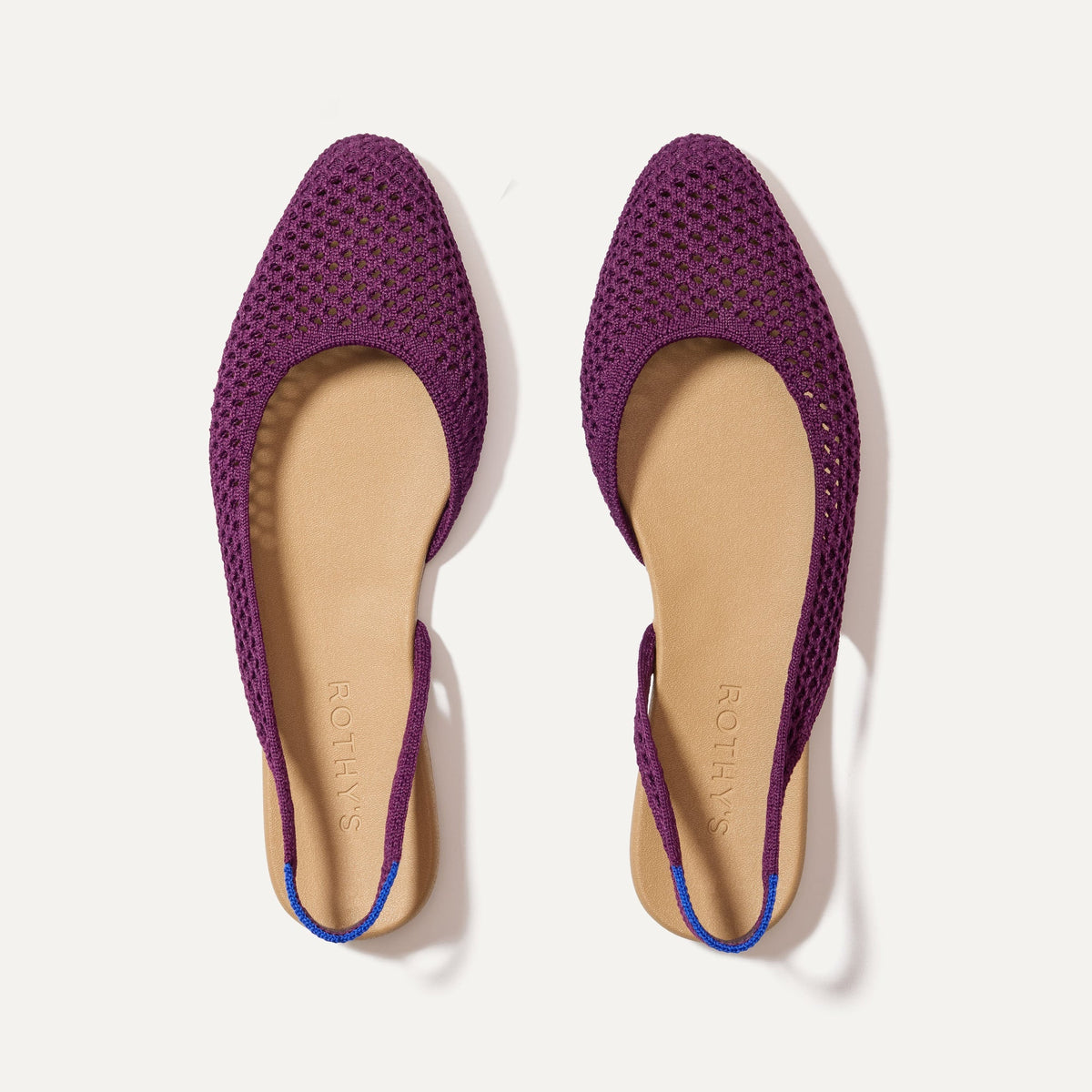 Rothys The Almond Slingback in Plum Mesh