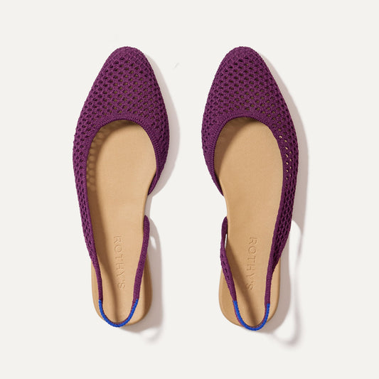 Rothys The Almond Slingback in Plum Mesh