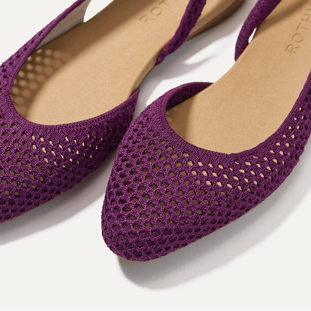 Rothys The Almond Slingback in Plum Mesh