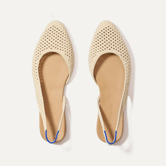 Rothys The Almond Slingback in Off White Mesh