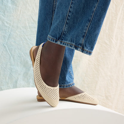 Rothys The Almond Slingback in Off White Mesh