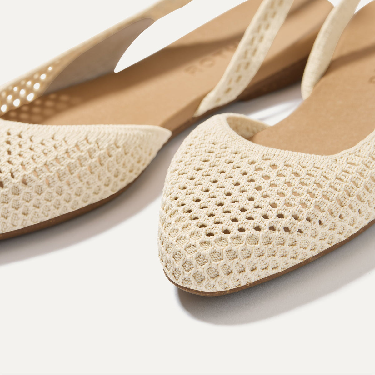 Rothys The Almond Slingback in Off White Mesh
