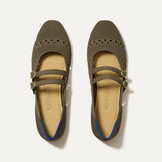Rothys The Double Buckle Mary Jane in Safari Crochet
