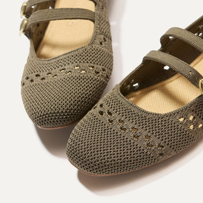Rothys The Double Buckle Mary Jane in Safari Crochet