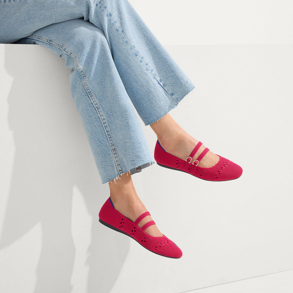 Rothys The Double Buckle Mary Jane in Rouge Crochet