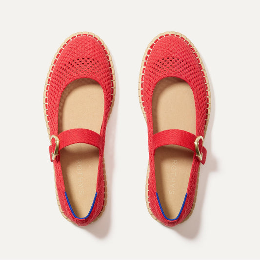 Rothys The Espadrille Mary Jane in Red Hot