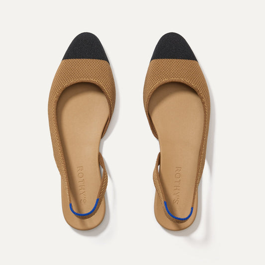 Rothys The Almond Slingback in Tawny Captoe