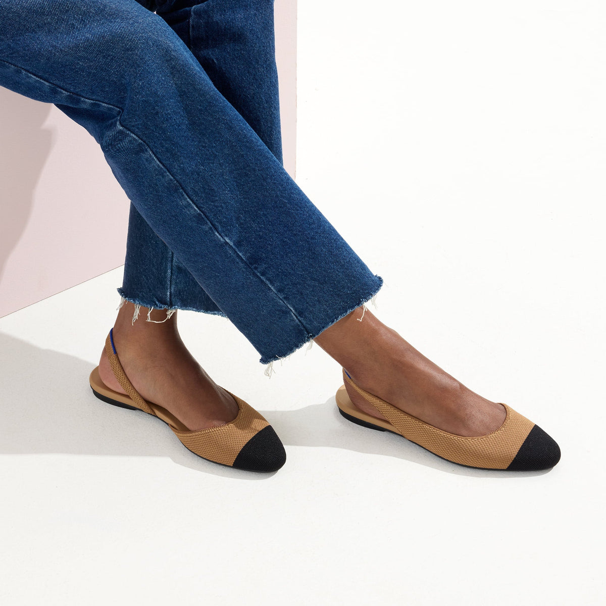 Rothys The Almond Slingback in Tawny Captoe