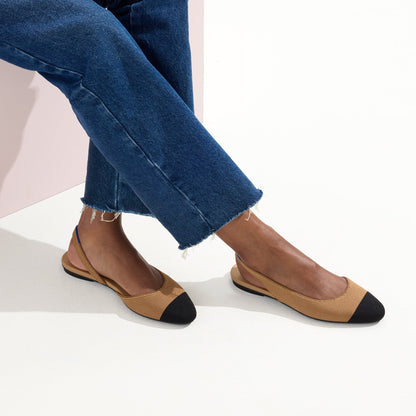 Rothys The Almond Slingback in Tawny Captoe