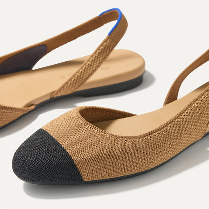 Rothys The Almond Slingback in Tawny Captoe