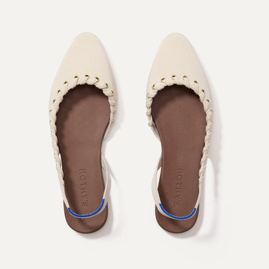 Rothys The Almond Slingback in Eyelet Ivory