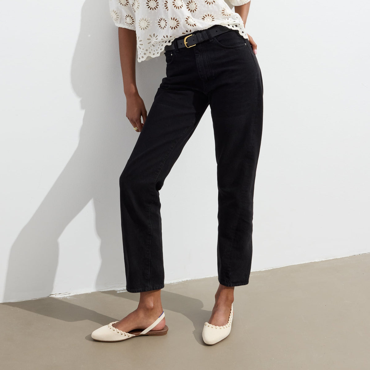 Rothys The Almond Slingback in Eyelet Ivory