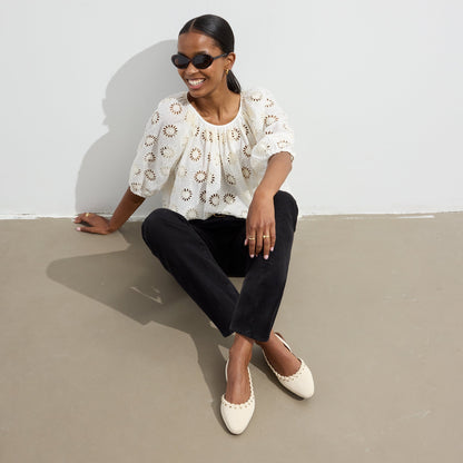 Rothys The Almond Slingback in Eyelet Ivory
