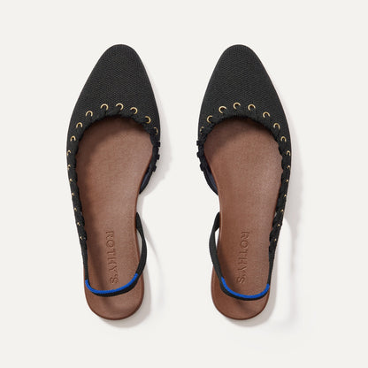 Rothys The Almond Slingback in Eyelet Black