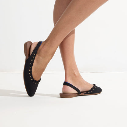Rothys The Almond Slingback in Eyelet Black