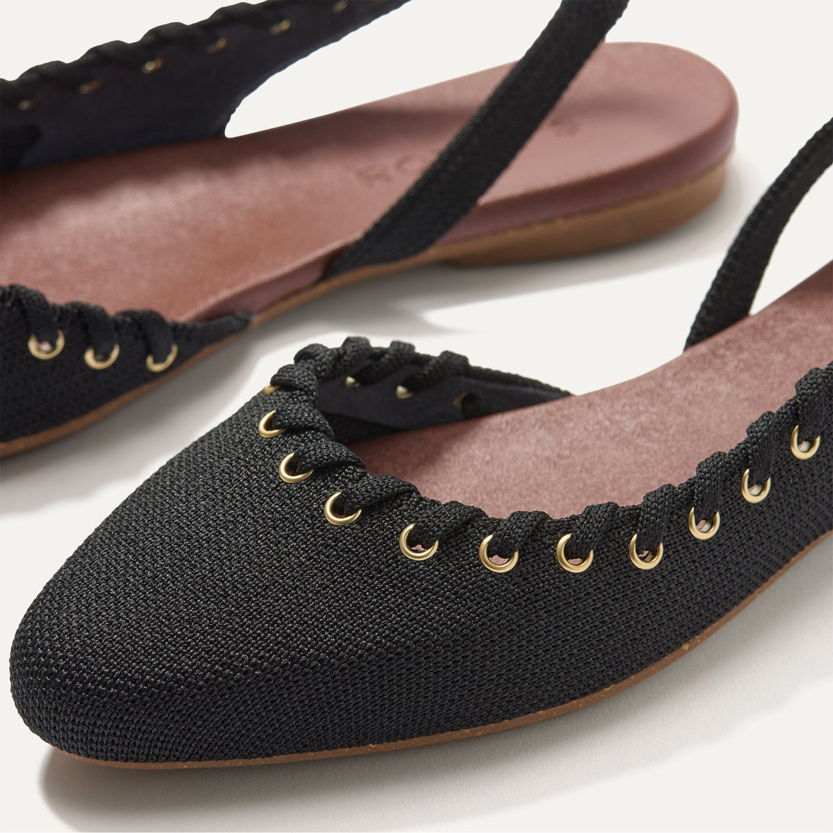 Rothys The Almond Slingback in Eyelet Black