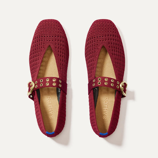 Rothys The Max Buckle Mary Jane in Ruby Mesh
