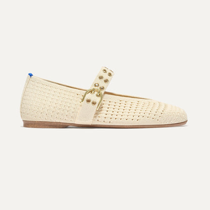 Rothys The Max Buckle Mary Jane in Off White Mesh