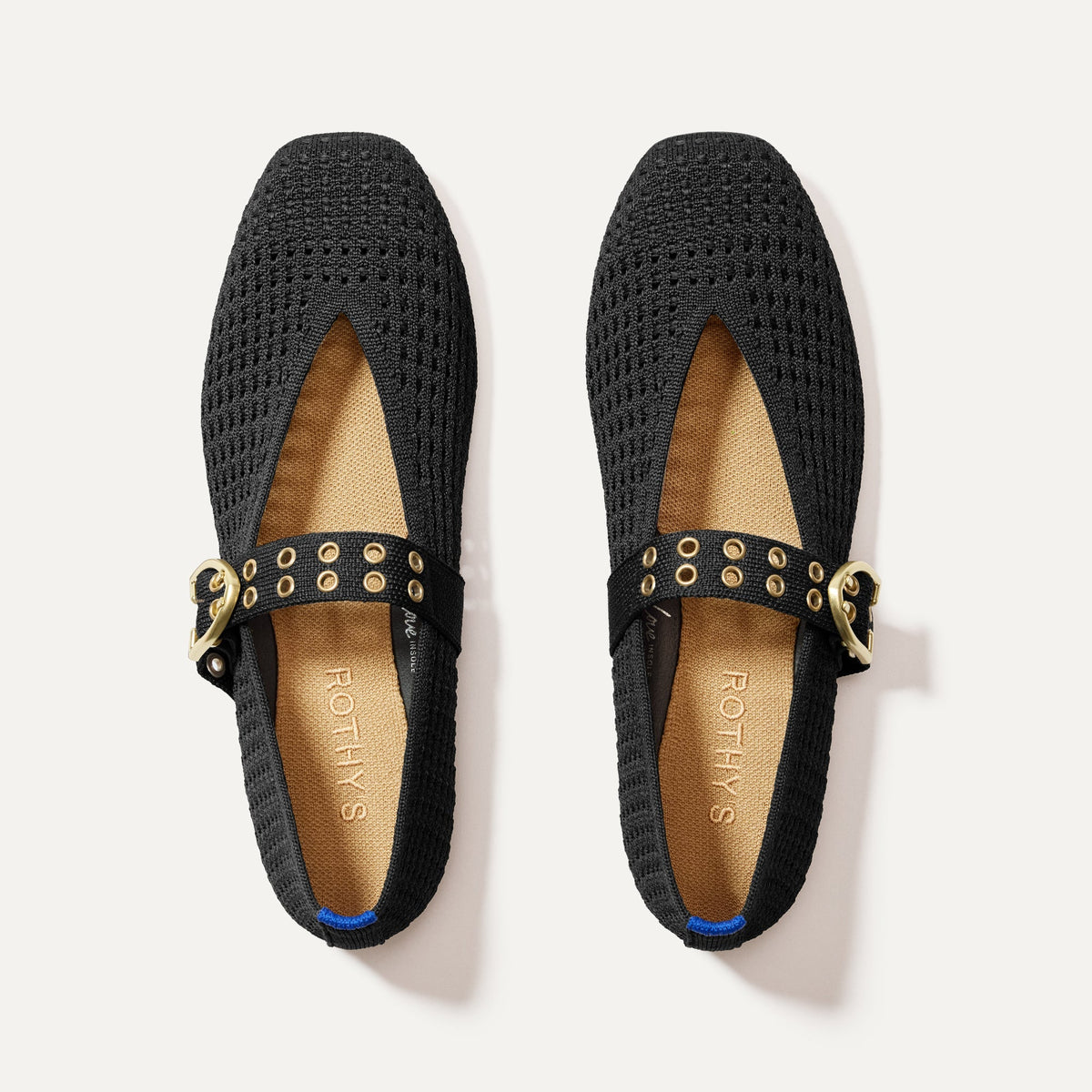 Rothys The Max Buckle Mary Jane in Black Mesh