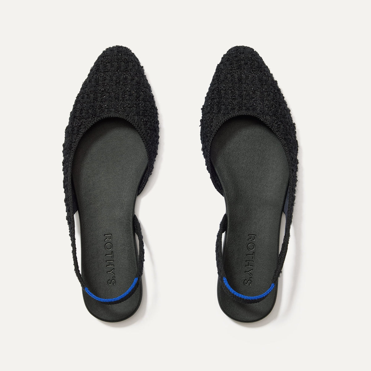 Rothys The Almond Slingback in Black Bouclé