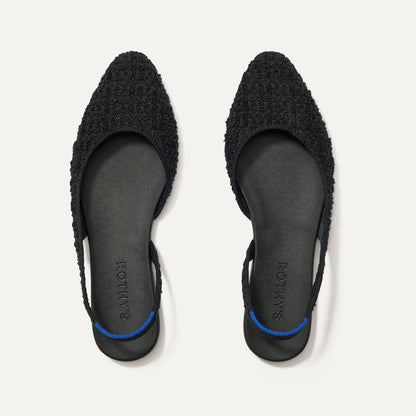 Rothys The Almond Slingback in Black Bouclé