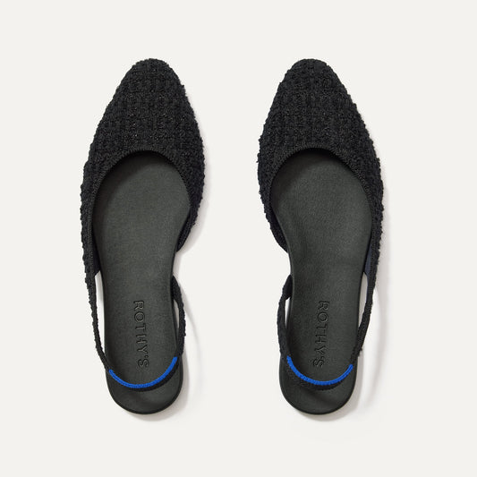 Rothys The Almond Slingback in Black Bouclé