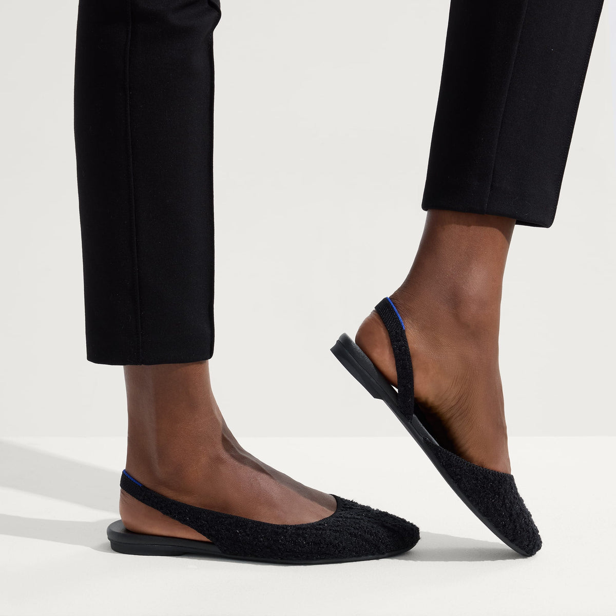 Rothys The Almond Slingback in Black Bouclé