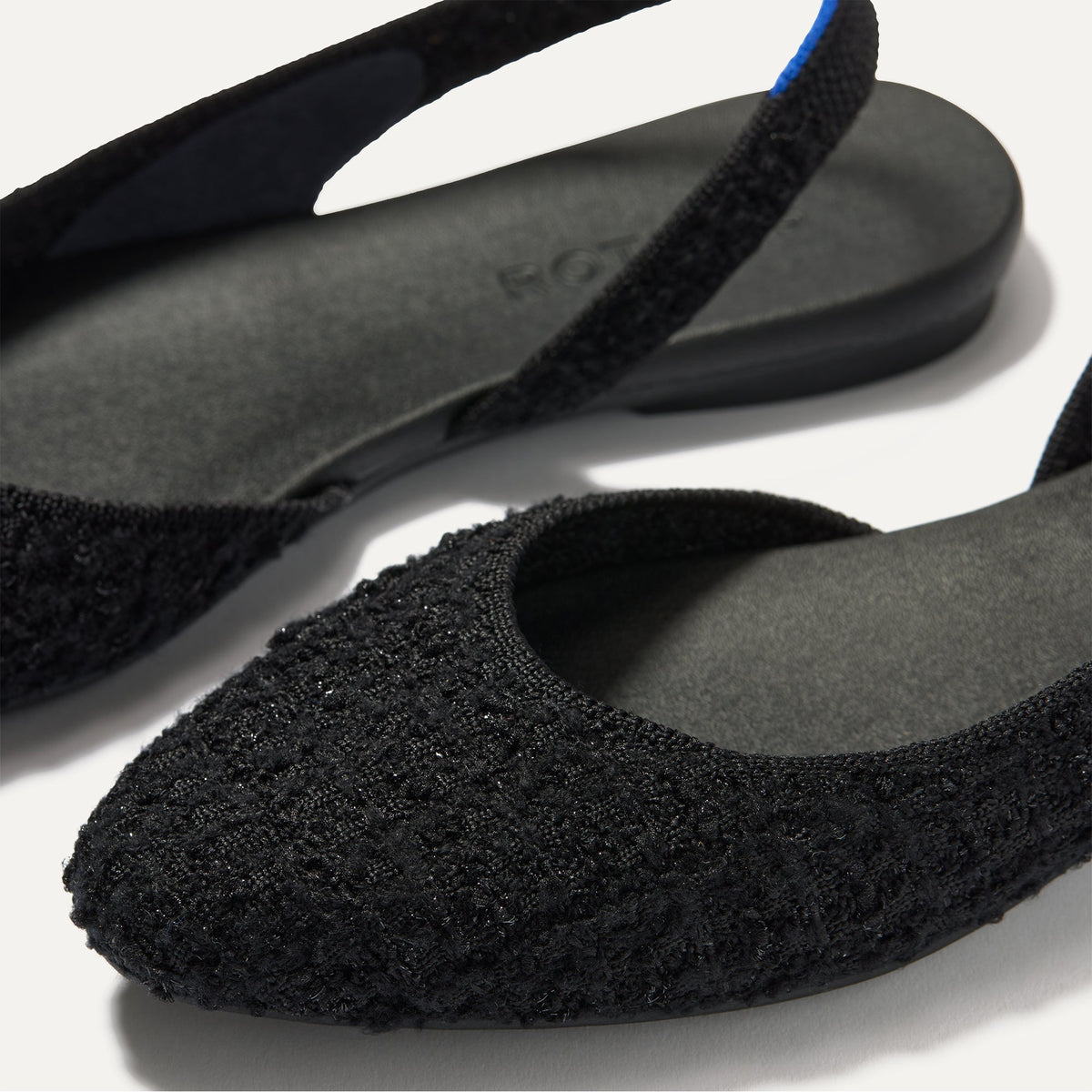 Rothys The Almond Slingback in Black Bouclé
